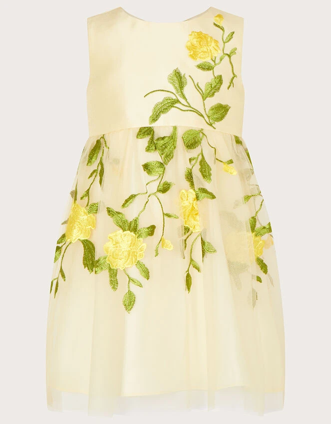 Baby Rose Embroidered Dress Yellow 1 Baby Rose Embroidered Dress Yellow