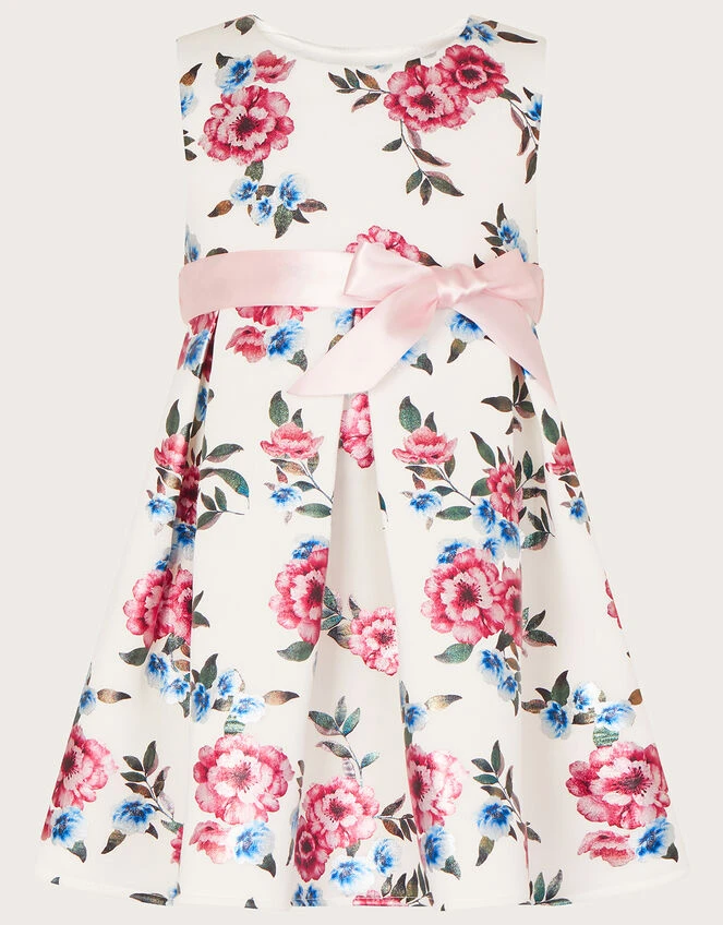 Baby Pansy Foil Scuba Dress Ivory 1 Baby Pansy Foil Scuba Dress Ivory