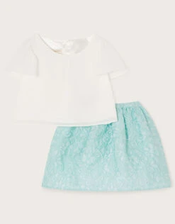 Baby Jacquard Skirt And Top Set Green