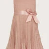 MONSOON Baby Gilded Roses Pleated Dress Pink