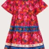 MONSOON Heritage Floral Mixed Print Dress Red