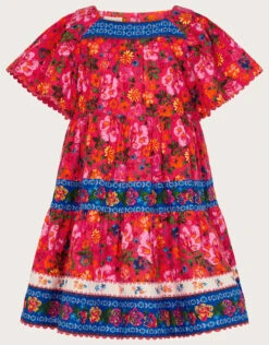 MONSOON Heritage Floral Mixed Print Dress Red