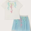 MONSOON Disco Floral Scatter Top And Skirt Set Blue