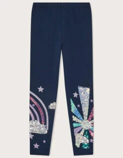 MONSOON Rainbow Sequin Leggings Blue