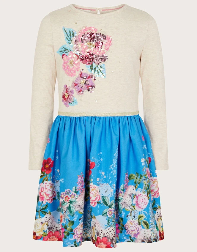 MONSOON Floral Horse 2-in-1 Dress Blue 1 MONSOON Floral Horse 2-in-1 Dress Blue