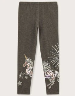MONSOON Unicorn Sequin Leggings Grey