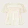 MONSOON Sparkle Bow Woven Blouse Ivory