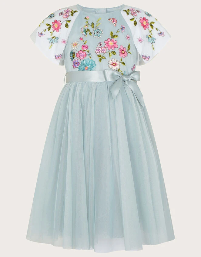 MONSOON Emzy Embroidered Cape Sleeve Dress Green 1 MONSOON Emzy Embroidered Cape Sleeve Dress Green