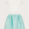 MONSOON Jacquard Skirt And Floaty Top Set Green