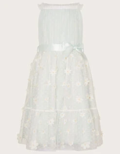 Polka Dot Daisy Tiered Dress Blue