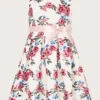 MONSOON Pansy Foil Print Scuba Dress Ivory