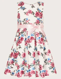 MONSOON Pansy Foil Print Scuba Dress Ivory