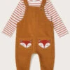 MONSOON Newborn Fox Dungarees Camel
