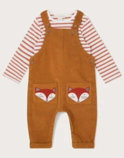MONSOON Newborn Fox Dungarees Camel