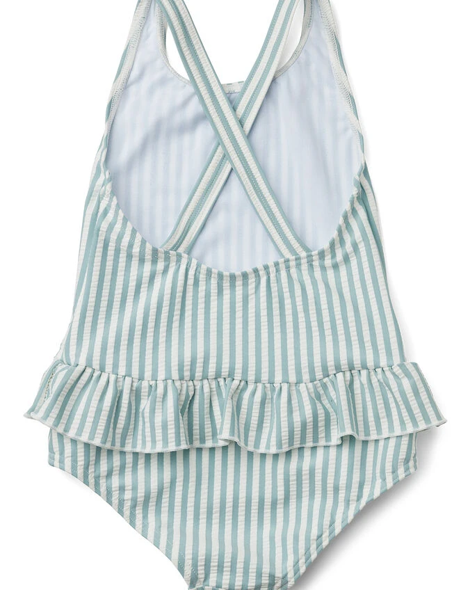 Liewood Amara Stripe Seersucker Swimsuit Blue 2 Liewood Amara Stripe Seersucker Swimsuit Blue - Image 2