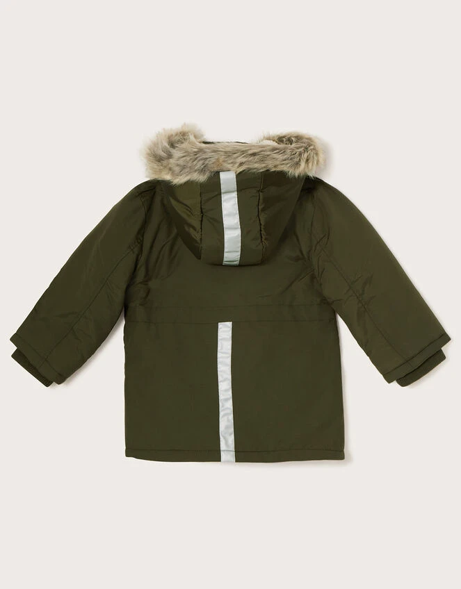MONSOON Reflective Hooded Parka Coat Green 2 MONSOON Reflective Hooded Parka Coat Green - Image 2