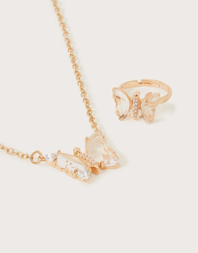 Jewel Butterfly Necklace And Ring Set 2 Jewel Butterfly Necklace And Ring Set - Image 2