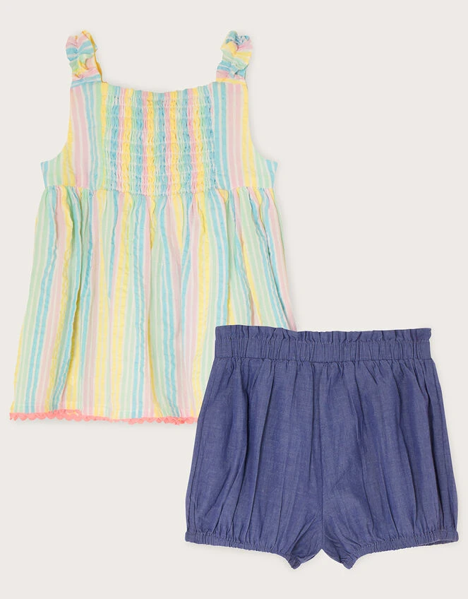 MONSOON Baby Fruit Stripe Top And Shorts Set Multi 2 MONSOON Baby Fruit Stripe Top And Shorts Set Multi - Image 2