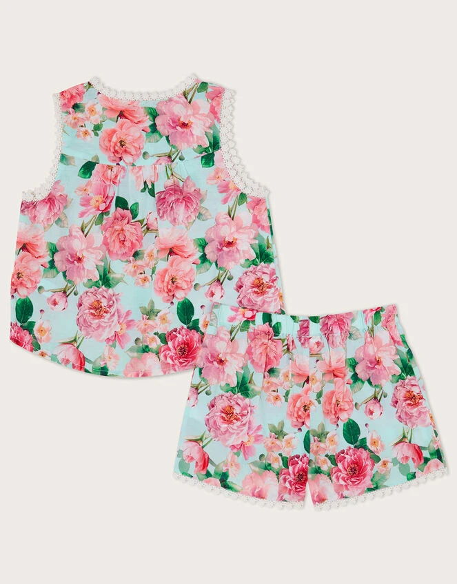 MONSOON Florence Floral Print Short Pyjama Set Green 2 MONSOON Florence Floral Print Short Pyjama Set Green - Image 2
