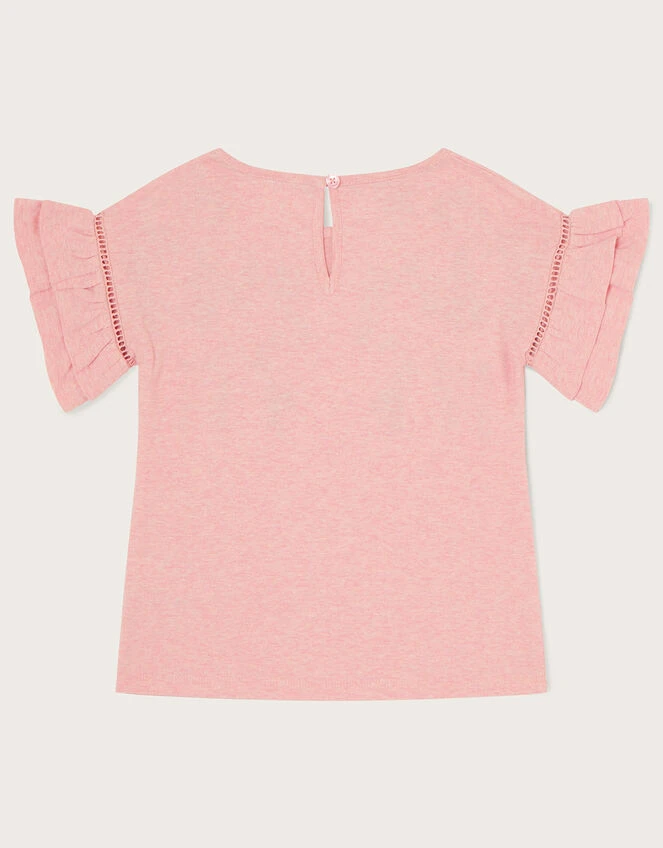 MONSOON Floral Embroidered T-Shirt Pink 2 MONSOON Floral Embroidered T-Shirt Pink - Image 2