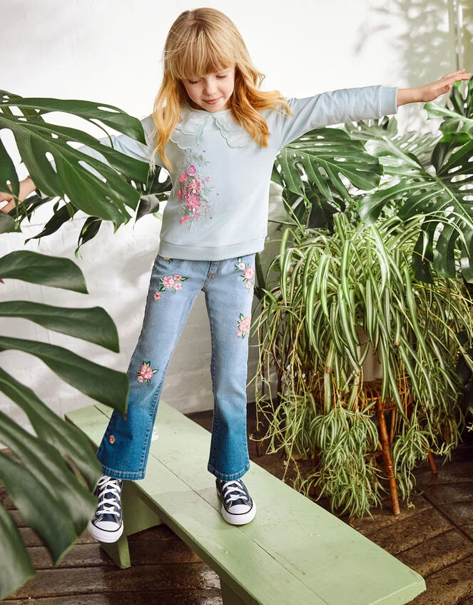 MONSOON Flower Embroidered Jeans Blue 2 MONSOON Flower Embroidered Jeans Blue - Image 2