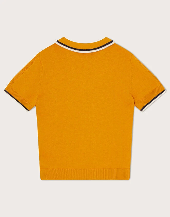 MONSOON Knitted Polo T-Shirt Yellow 2 MONSOON Knitted Polo T-Shirt Yellow - Image 2