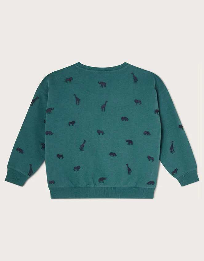 MONSOON Embroidered Safari Animal Sweater Green 2 MONSOON Embroidered Safari Animal Sweater Green - Image 2