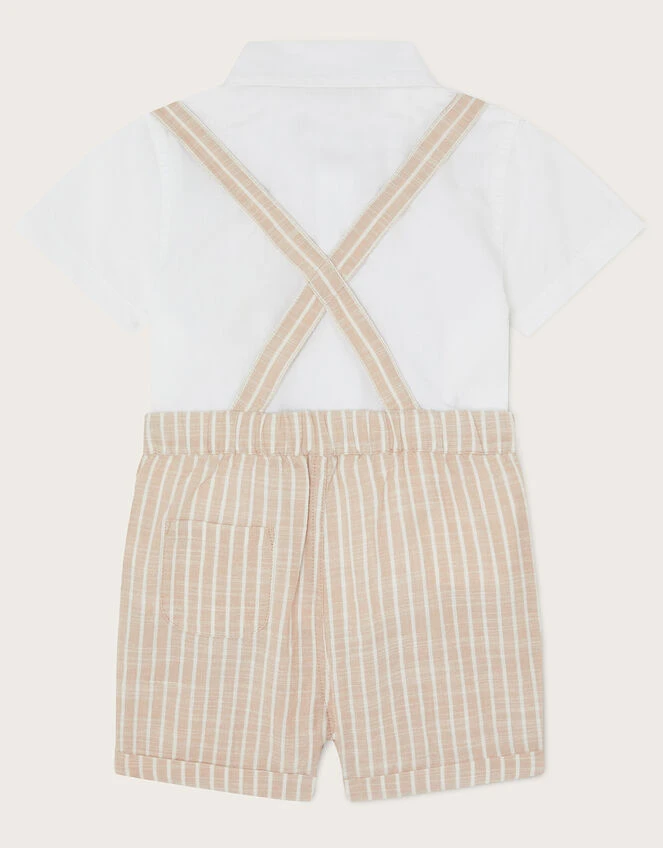 MONSOON Newborn Sammy Stripe Braces Short Set Natural 2 MONSOON Newborn Sammy Stripe Braces Short Set Natural - Image 2