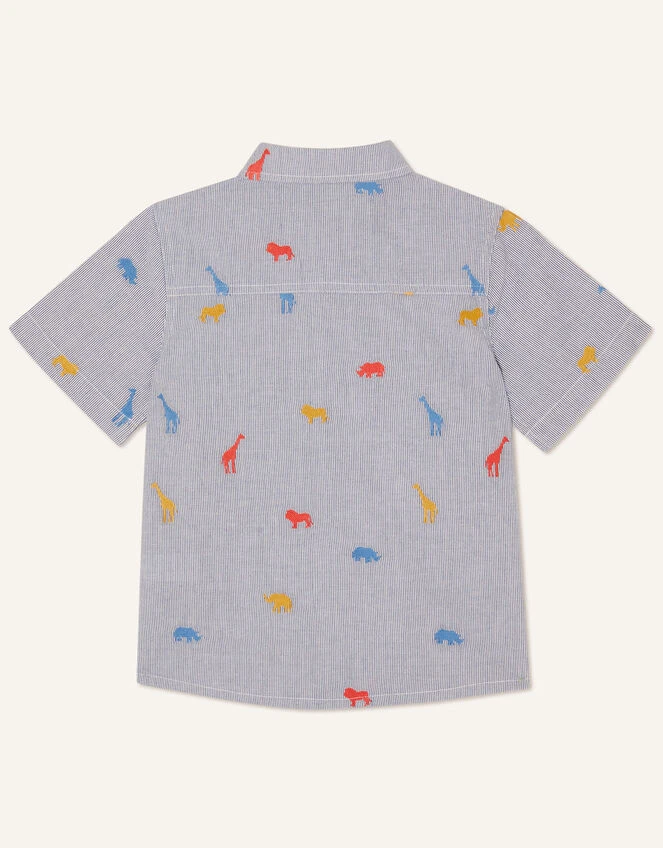 MONSOON Jungle Embroidered Stripe Shirt Blue 2 MONSOON Jungle Embroidered Stripe Shirt Blue - Image 2