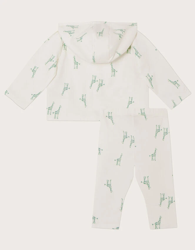 MONSOON Newborn Giraffe Print Hooded Set Ivory 2 MONSOON Newborn Giraffe Print Hooded Set Ivory - Image 2