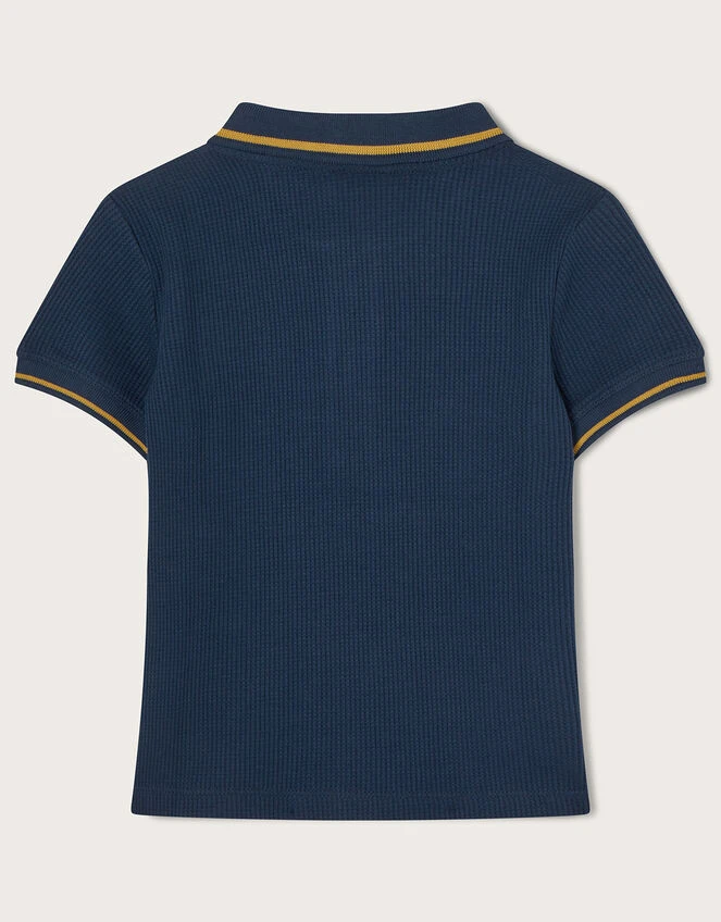 MONSOON Zip Collar Textured Polo T-Shirt Blue 2 MONSOON Zip Collar Textured Polo T-Shirt Blue - Image 2