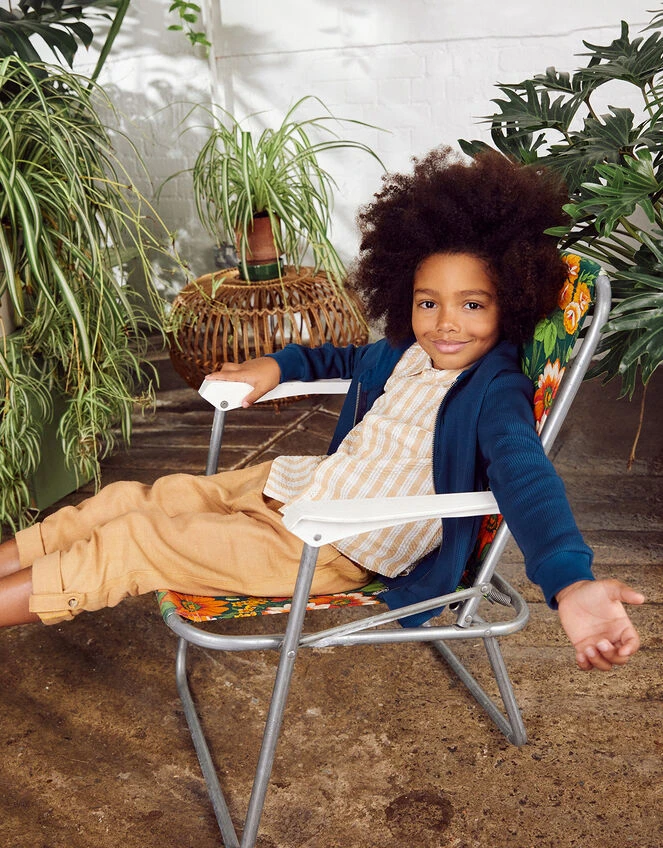 MONSOON Textured Zip Through Hoody Blue 2 MONSOON Textured Zip Through Hoody Blue - Image 2