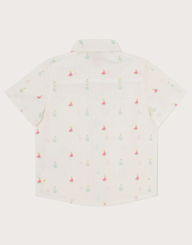 MONSOON Boat Print Shirt With Bow Tie Ivory 2 MONSOON Boat Print Shirt With Bow Tie Ivory - Image 2