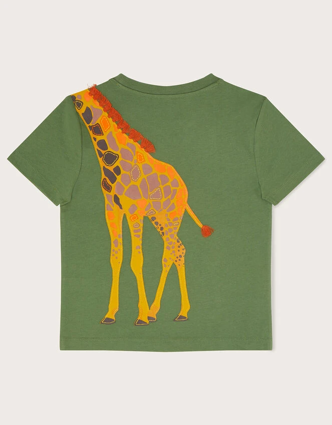 MONSOON Embroidered Giraffe T-Shirt WWF-UK Collaboration Green 2 MONSOON Embroidered Giraffe T-Shirt WWF-UK Collaboration Green - Image 2