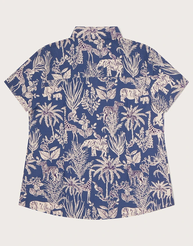 MONSOON Safari Animal Print Shirt WWF-UK Collaboration Blue 2 MONSOON Safari Animal Print Shirt WWF-UK Collaboration Blue - Image 2