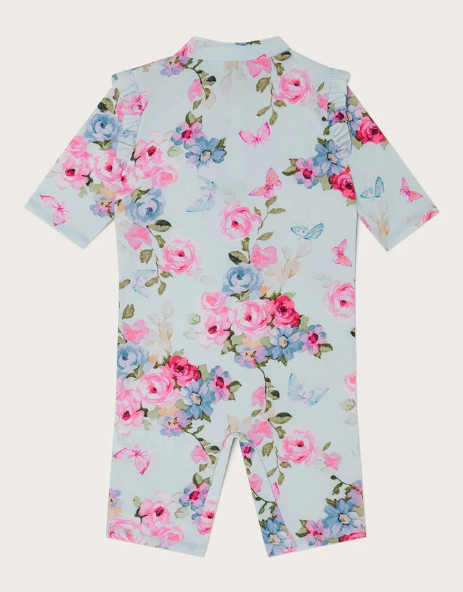 MONSOON Baby Posey Floral Swimsuit With UPF50+ Protection Green 2 MONSOON Baby Posey Floral Swimsuit With UPF50+ Protection Green - Image 2