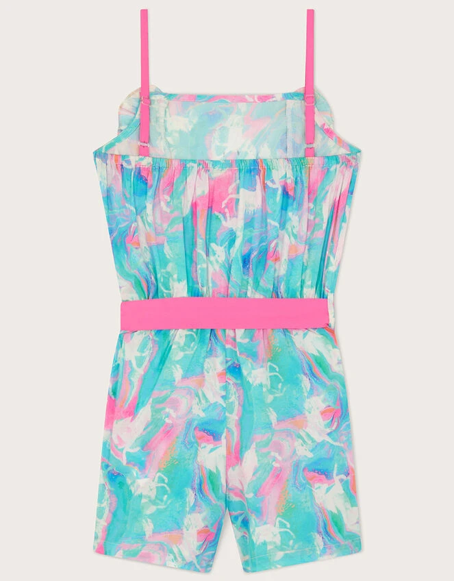 MONSOON Marble Unicorn Frill Playsuit Multi 2 MONSOON Marble Unicorn Frill Playsuit Multi - Image 2