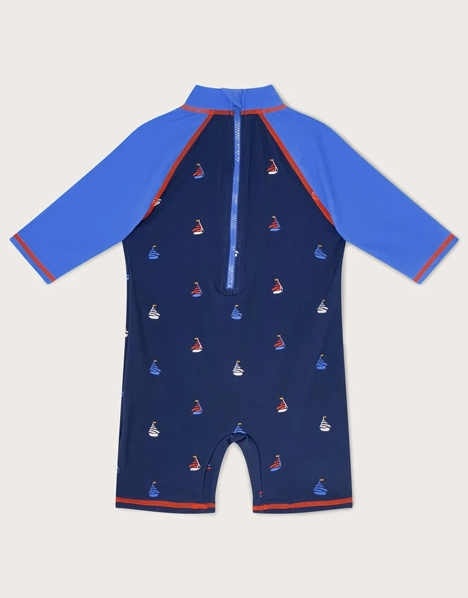 MONSOON Sailboat All-In-One Swimsuit With UPF50+ Protection Blue 2 MONSOON Sailboat All-In-One Swimsuit With UPF50+ Protection Blue - Image 2