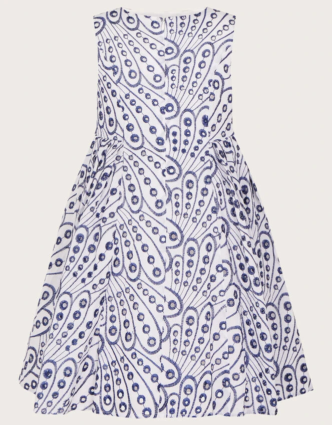 MONSOON Butterfly Wing Embroidered Dress Blue 2 MONSOON Butterfly Wing Embroidered Dress Blue - Image 2