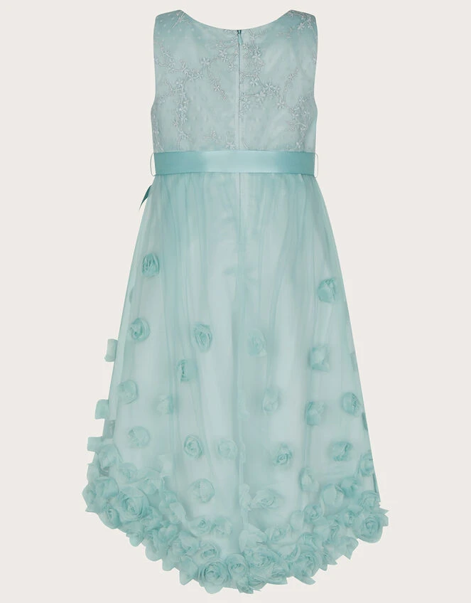 MONSOON Ivy 3D Rose High Low Dress Green 2 MONSOON Ivy 3D Rose High Low Dress Green - Image 2