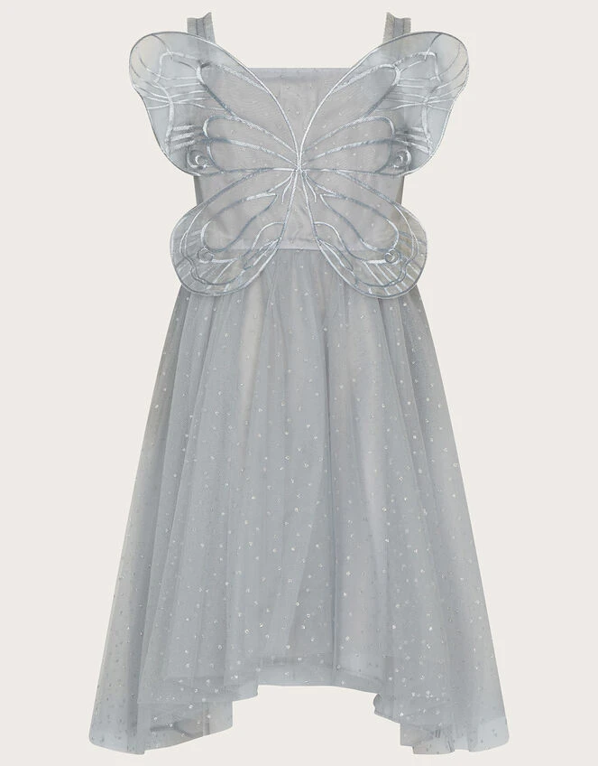 MONSOON Land Of Wonder Butterfly Wings Glitter Dress Grey 2 MONSOON Land Of Wonder Butterfly Wings Glitter Dress Grey - Image 2