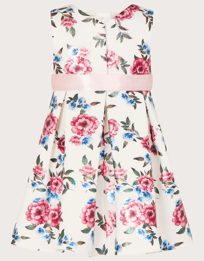 Baby Pansy Foil Scuba Dress Ivory 2 Baby Pansy Foil Scuba Dress Ivory - Image 2