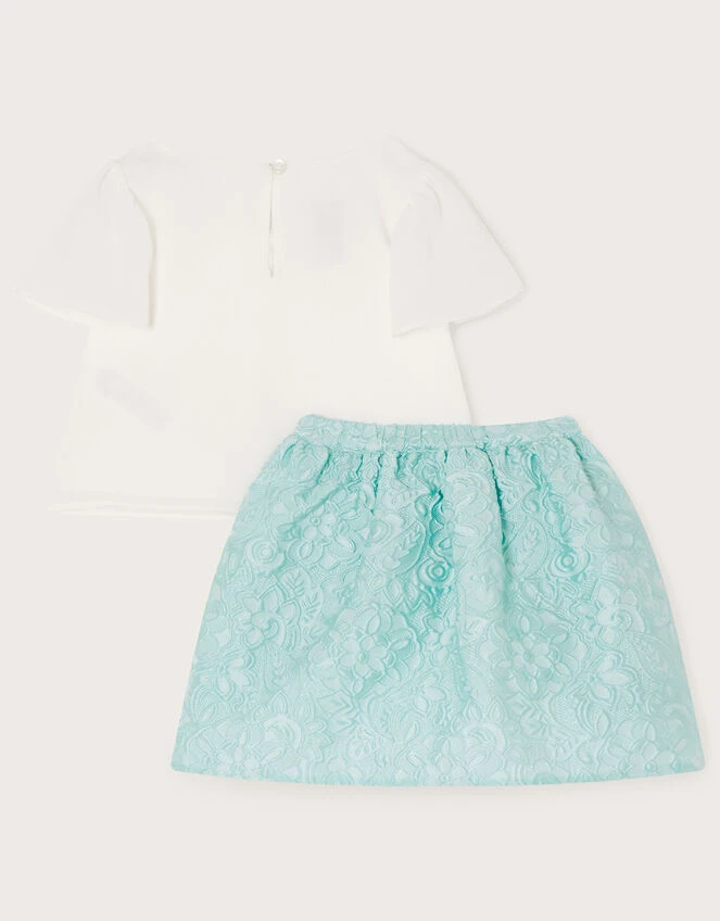 Baby Jacquard Skirt And Top Set Green 2 Baby Jacquard Skirt And Top Set Green - Image 2