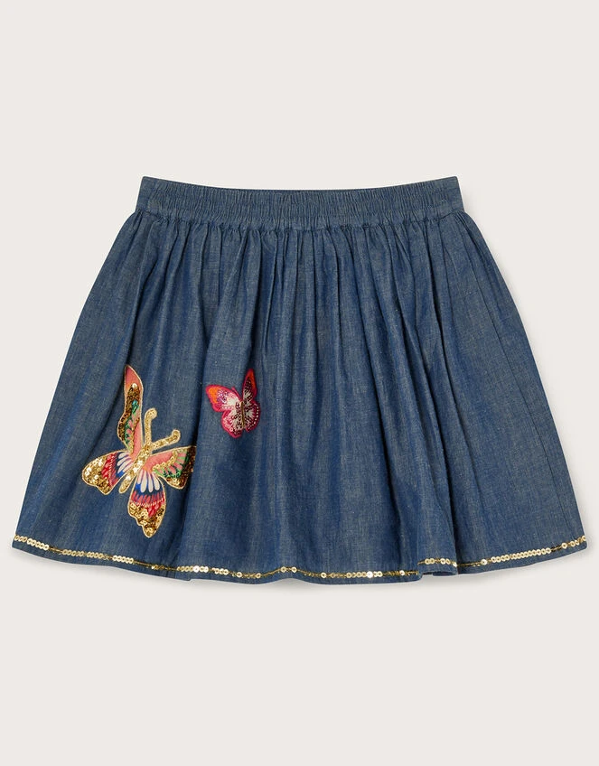 MONSOON Chambray Butterfly Skirt Blue 2 MONSOON Chambray Butterfly Skirt Blue - Image 2