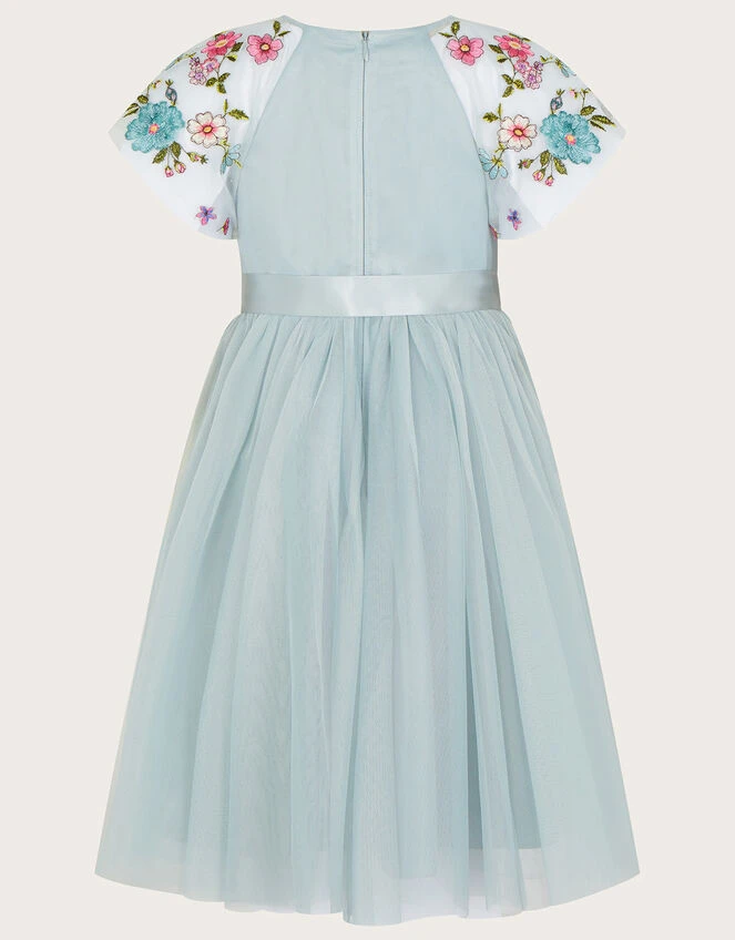 MONSOON Emzy Embroidered Cape Sleeve Dress Green 2 MONSOON Emzy Embroidered Cape Sleeve Dress Green - Image 2