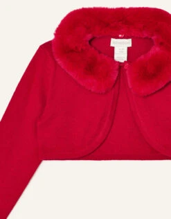 MONSOON Baby Super-Soft Faux Fur Collar Cardigan Red -MONSOON Sales Store 03 41303114 4