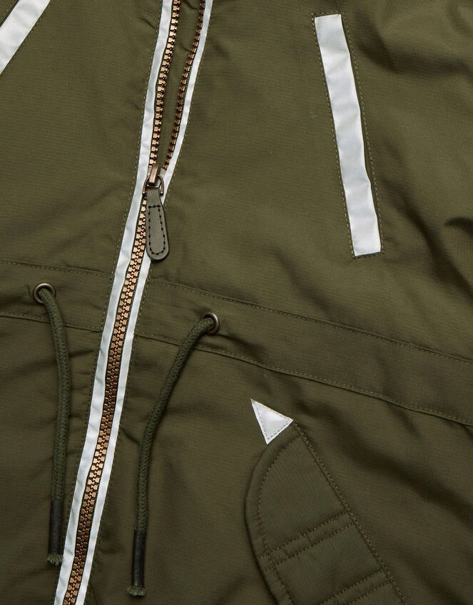 MONSOON Reflective Hooded Parka Coat Green 3 MONSOON Reflective Hooded Parka Coat Green - Image 3