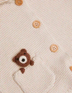 MONSOON Newborn Benny Bear Cardigan In Sustainable Cotton Ivory 5 MONSOON Newborn Benny Bear Cardigan In Sustainable Cotton Ivory -MONSOON Sales Store 03 41611926 4