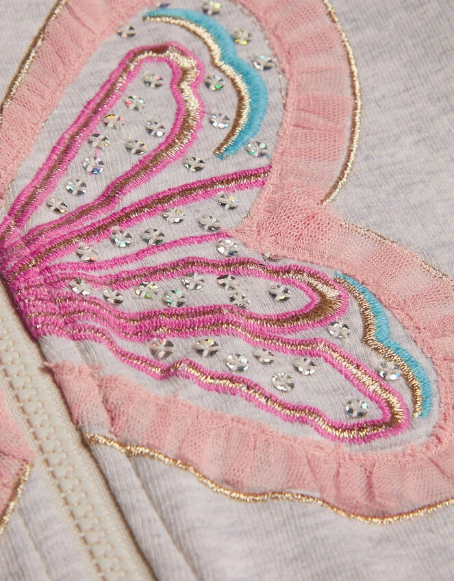 MONSOON Baby Butterfly Bomber Jacket Grey 3 MONSOON Baby Butterfly Bomber Jacket Grey - Image 3