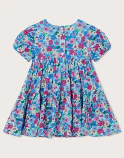 MONSOON Baby Floral Puff Sleeve Dress Blue -MONSOON Sales Store 03 51213402 2